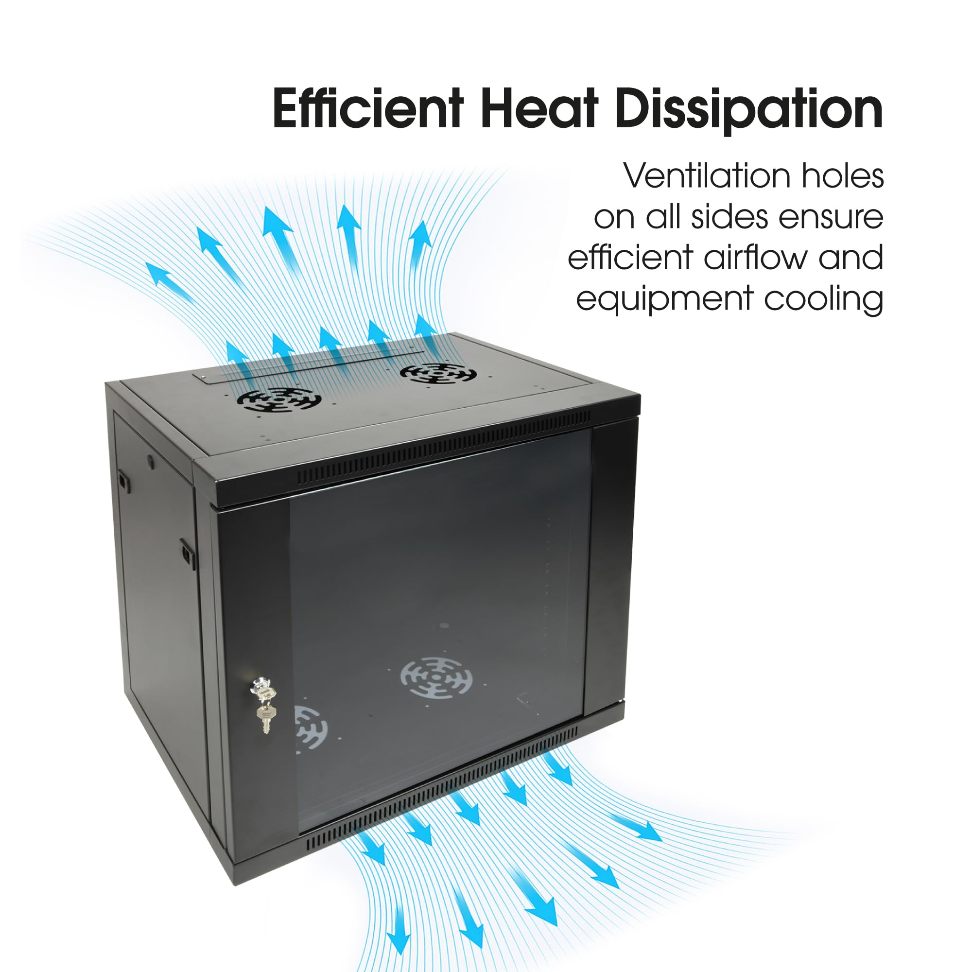 Labgear Armadio per server 12U, profondità 420 mm, con porta in vetro di chiusura, pannelli in acciaio ventilato per apparecchiature IT da 19", dispositivi AV senza attrezzi, montaggio piatto