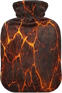 Wajiw Hot Water Bottle with Cover 1L Warm Water Bottle for Hot and Cold Compress Hot and Cold Therapies,Hand Feet Warmer,Red Marble Print