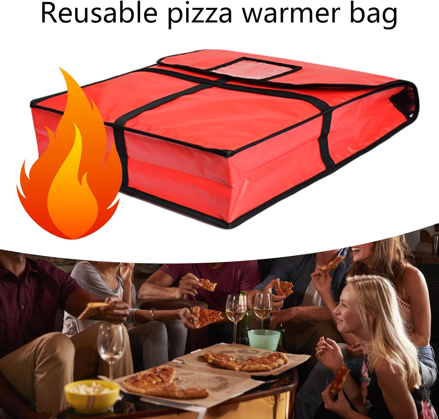 Practical Sturdy Cloth Materials Pizza Insulation Delivery Bag for Outdoor Picnics and Pool Parties Portable Size Delivery Bag, 58x58x12cm