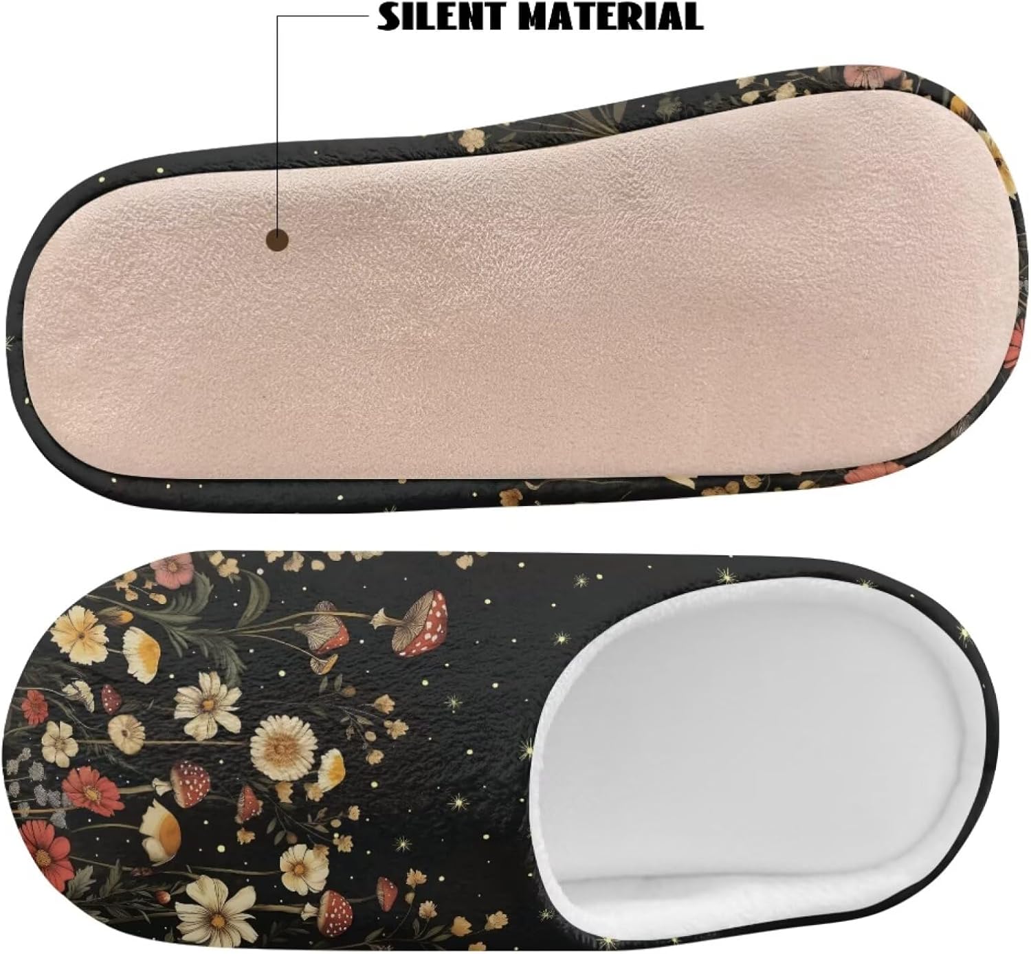 JoyLamoria 6 Pair Flower Design Disposable Slippers, Travel Portable Guest Slipper, Home Interior Hotel Shoes
