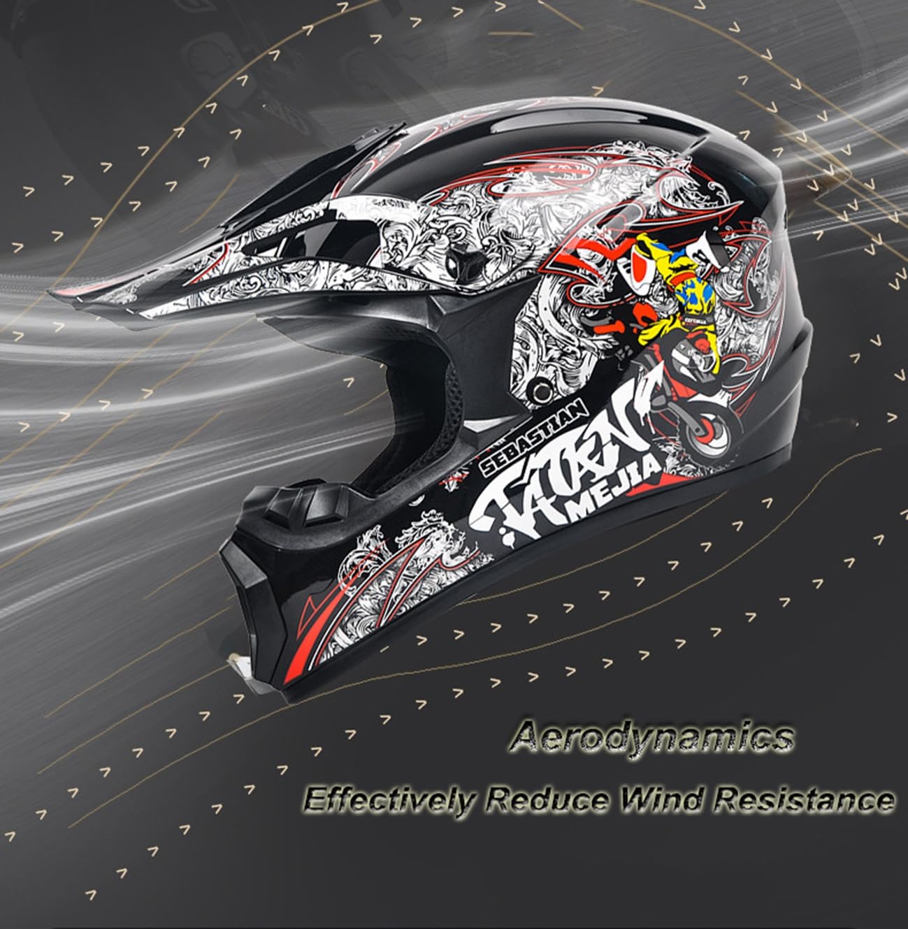 Kask motocrossowy unisex z maską rękawiczek gogli | Full Face Off Road Street Racing MTB, młodzieżowy kask rowerowy Enduro Downhill ATV Quad Dirt Bike