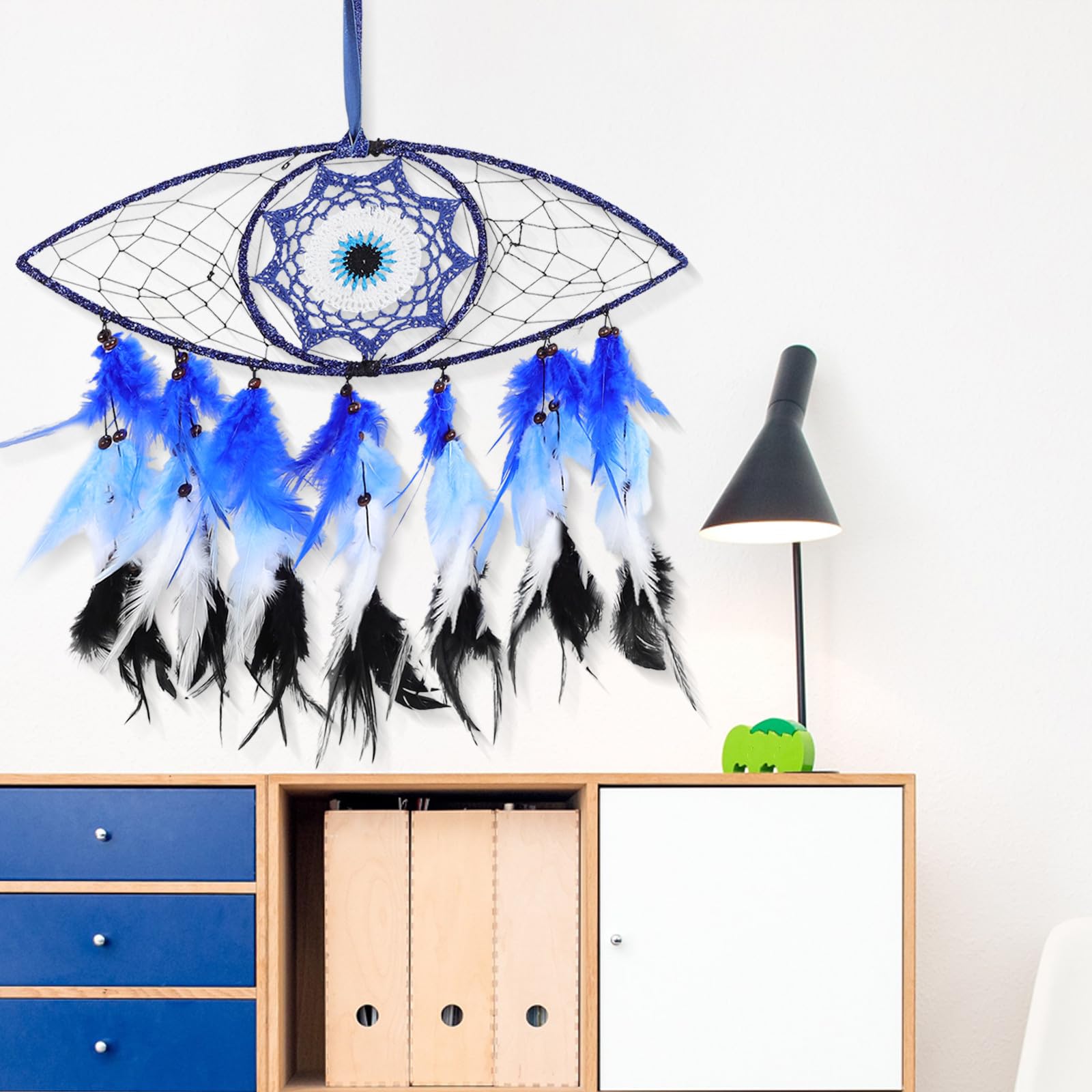 Abaodam 5 Stück Eleganter Traumfänger mit Bösem Blick aus Federn Bewegliche Wanddeko für Schlafzimmer und Wohnzimmer Stilvolle Hängedekoration mit Hohem Design