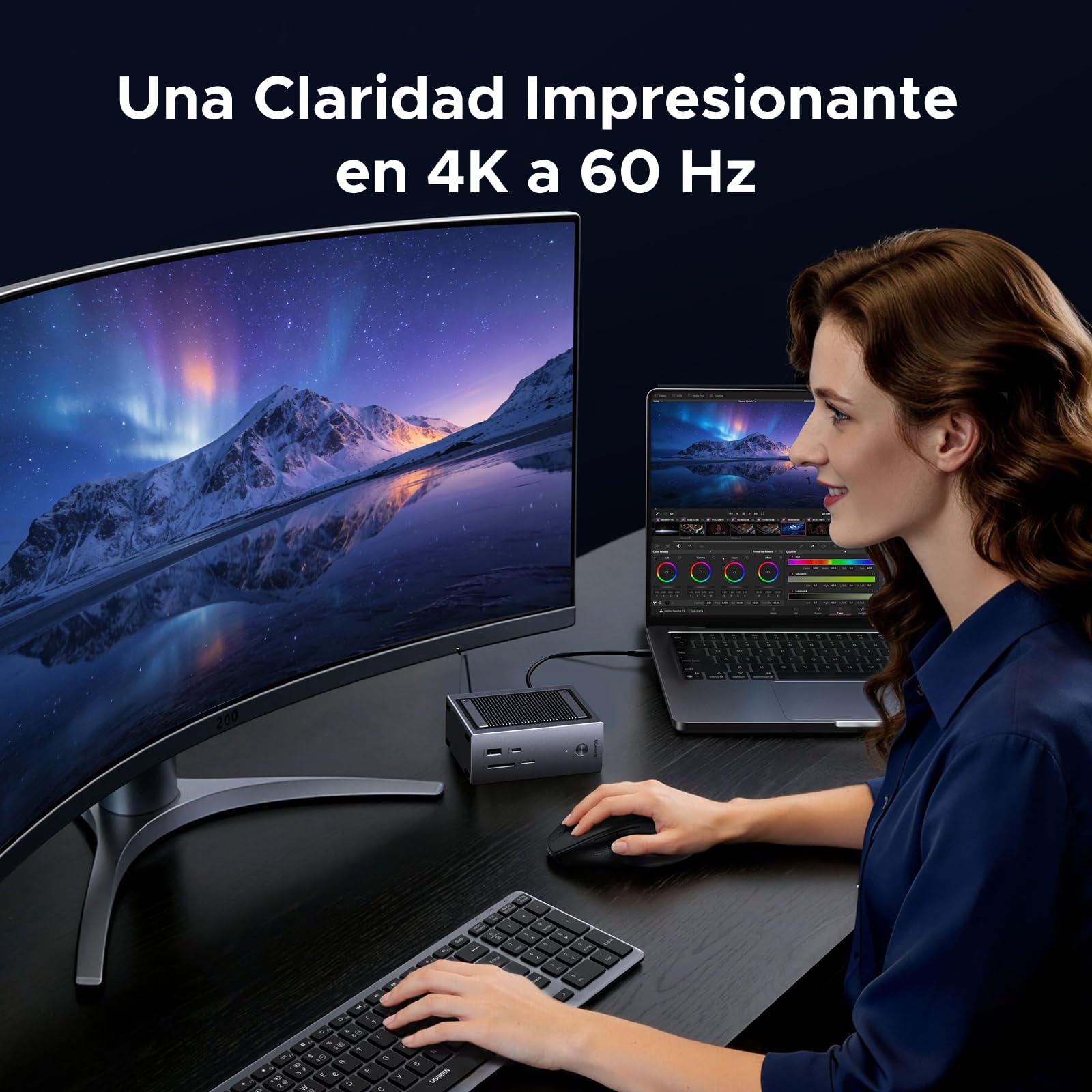 UGREEN Revodok Pro Docking Station USB C 10 en 1 Estación de Acoplamiento | Con Boîtier SSD M.2 NVME, HDMI 4K 60Hz, 10Gbps Transferencia Rápida, PD 100W, Ethernet Gigabit, Lector de Tarjetas SD y TF