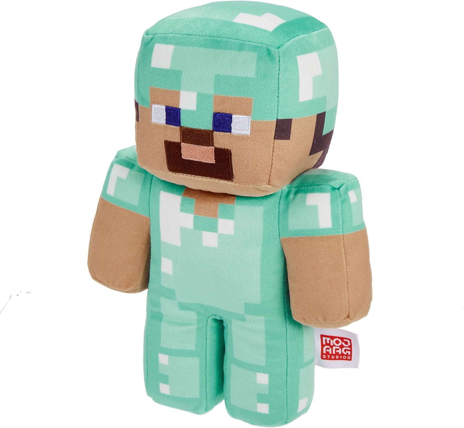 Mattel Minecraft Diamond Steve Soft Plush Collectible Pixelated Design Famous Game Character Toy for Kids 3+ Years HPP23