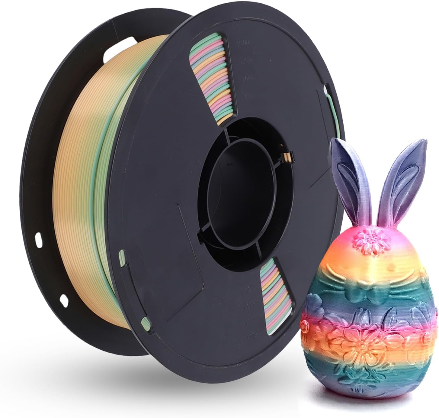 ITEFDTUTNE 1.75mm 3D Printer Filament, 1KG Spool Neatly Wound Multicolor Gradient Silky PLA Filament, Dimensional Accuracy 0.02 Mm, Fit for BambuLab3D Printers (Silky Macaron Color)
