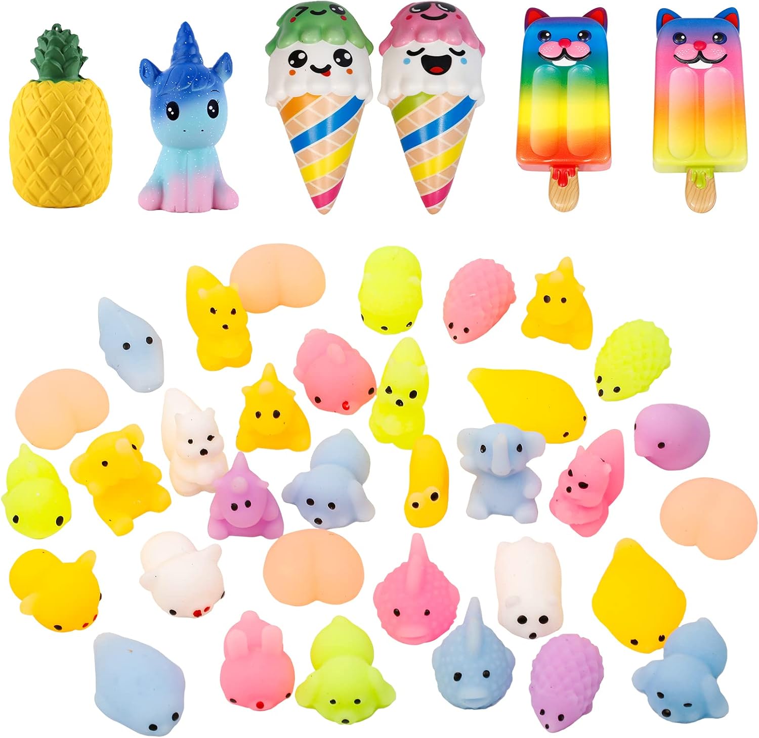 Anboor Mochi Squishy Toy,40pcs Mini Mochi Jumbo Squishy for Kids Party,Easter Bunny Spring Egg Decoration,Stress Relief Unicorn Animal Squishies for Birthday Gift Goodies Bag for Boy Girls : Toys & Games