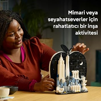 LEGO Architecture New York City – Büyük Elma 21066 - Yetişkinler için Central Park, Sarı Taksiler, Baskılı Karo ve Gizli Sürpriz İçeren Yaratıcı Dekoratif Model Yapım Seti, Hediye Fikri (1465 Parça)