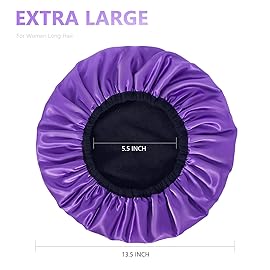Aquior Shower Cap,Extra Large Triple Layer Bathing Cap with Dry Hair Function for Women Microfiber Terry Cloth Silky Satin 100% Waterproof Reusable Long Hair Bath Caps (Purple)