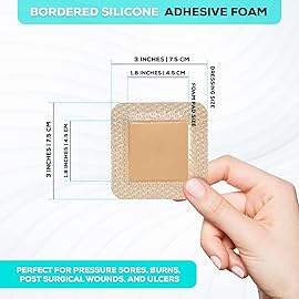 MedVanceTM Silicone - Bordered Silicone Adhesive Foam Dressing, Size 3x3, (1.8x1.8 pad), Box of 5 dressings