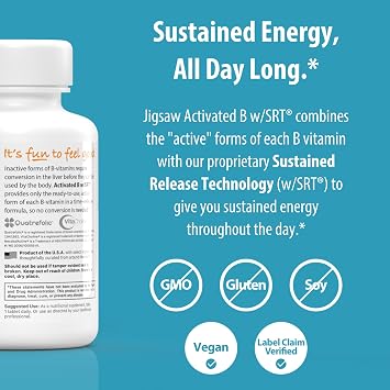 Jigsaw Health Activated B w/SRT | Supports Healthy Nervous System and Energy Production | 120 Tablets