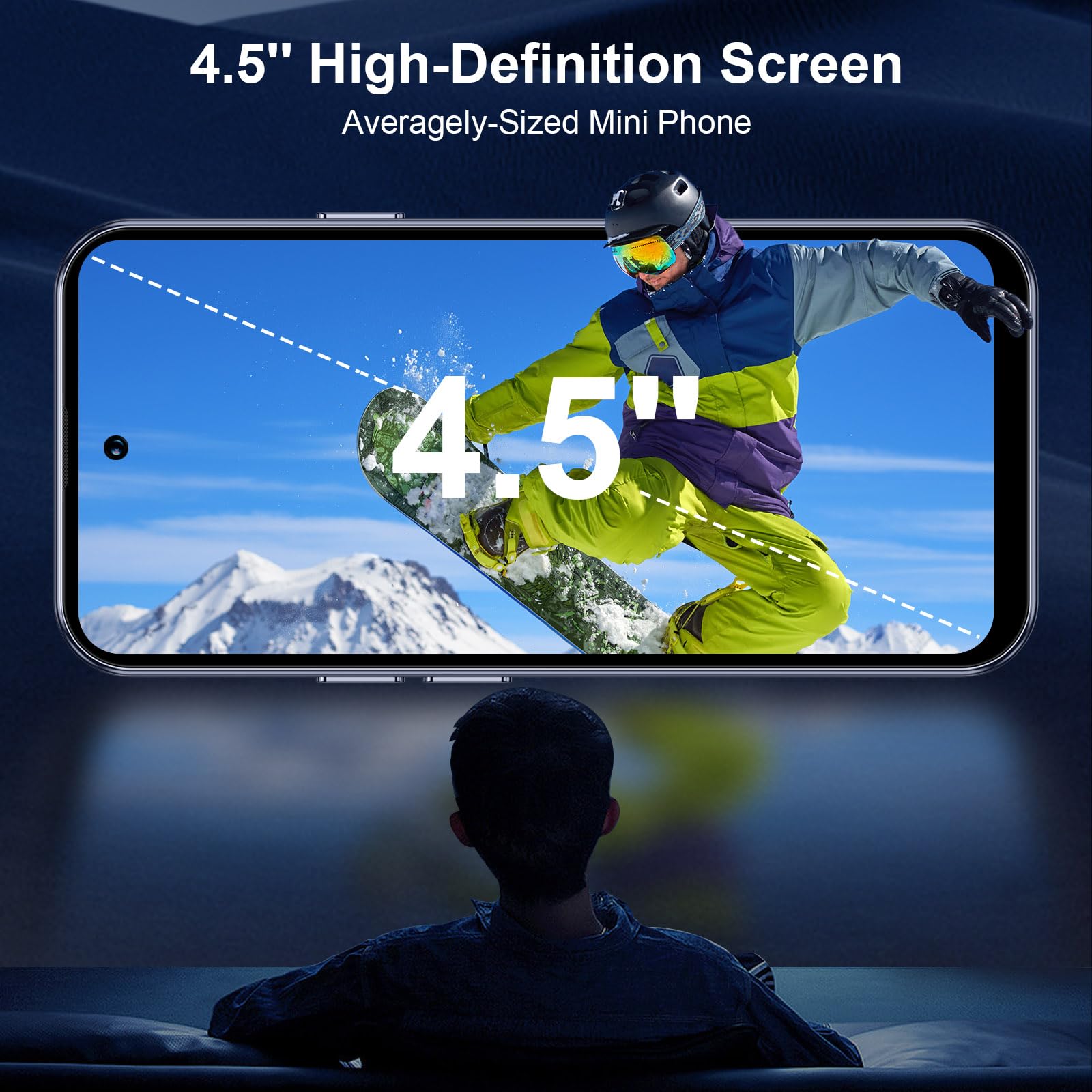 4.5'' Mini Phone 64GB Unlocked 4G Mobile Smartphone with 2000mAh Battery Compact Backup Mini Phone for Kids & Students Dual SIM Face ID Orange | 4.5'' HD Screen — view 2