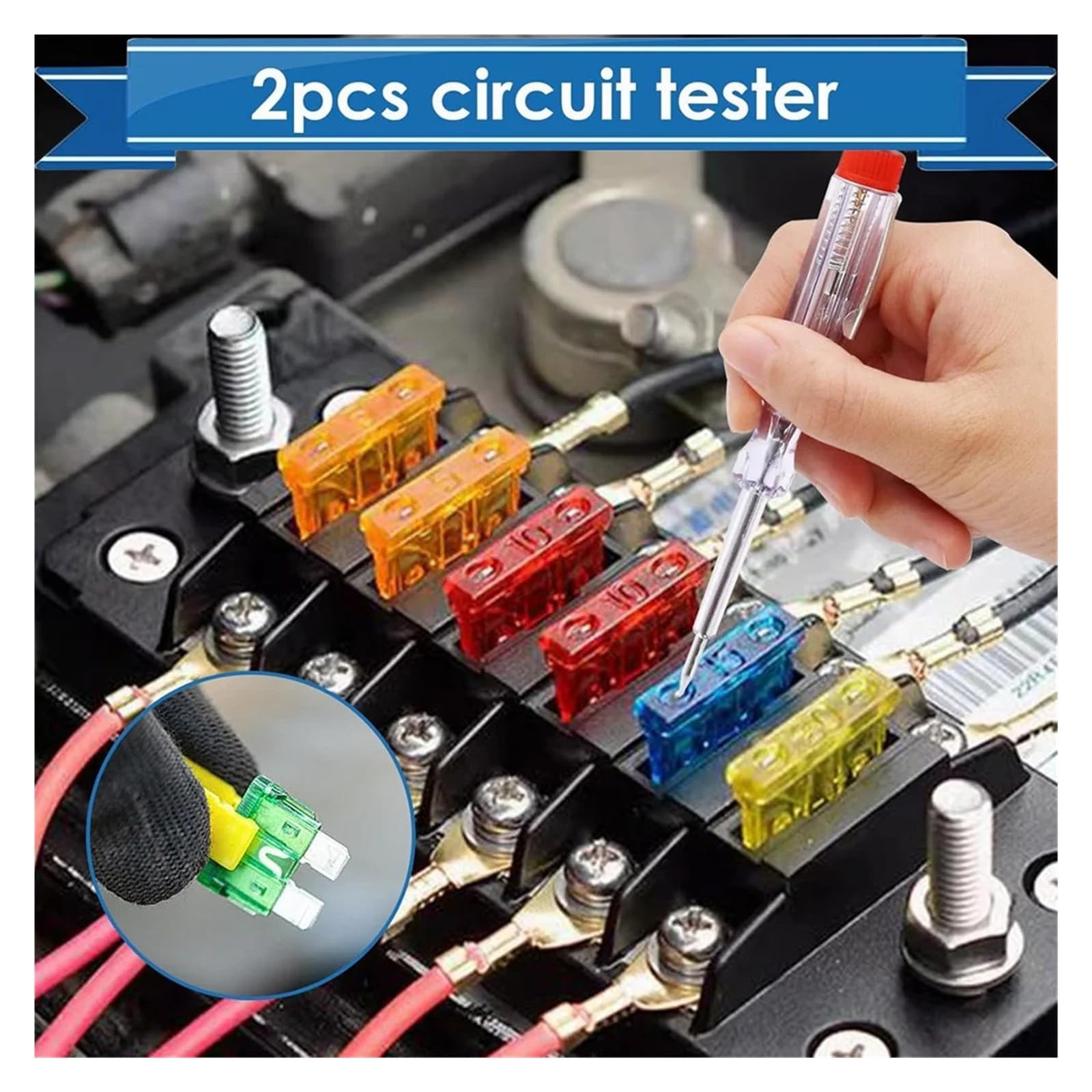 Kit di assortimento fusibili standard e a basso profilo da 304 pezzi 3A -40A con estrattore tester circuito - for camper/marina/camion(Aluminium)