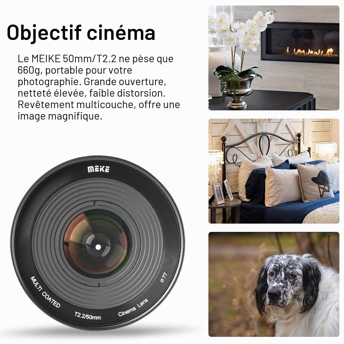 Meike Mini objectif Cine 50 mm T2.2 à grande ouverture manuelle pour montage MFT BMPCC 4K Zcam E2 4K