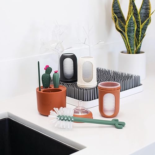 Miniatura 7 de Boon - Juego de cepillos en forma de cactus para limpiar biberones, color terracota, juego de 4 piezas