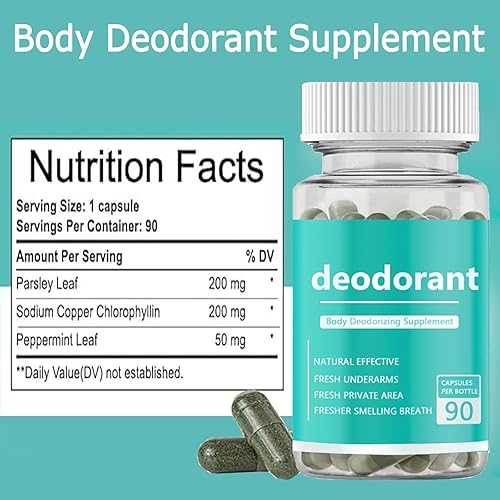 Miniatura 5 de Suplemento desodorizante corporal, desodorante interno cápsulas de clorofila para hombres y mujeres, suplemento desodorizante de cuerpo completo,