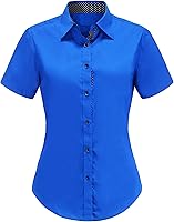 Vista 6 de Women Short Sleeve Button Down Shirts Cotton Camisa Manga Corta para Mujer