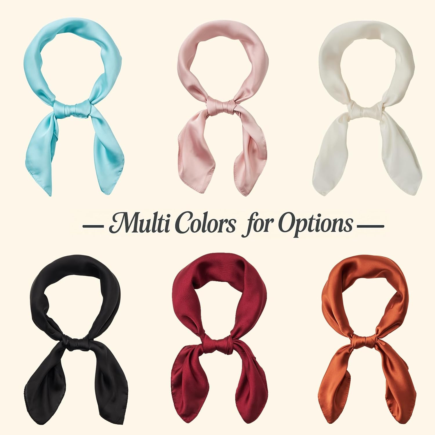 Q&J FABRIC CO. Square Silky Head Scarf Satin Head Scarves Neck Scarfs Bonus 3 Satin Scrunchies for Women Hair - Image 7