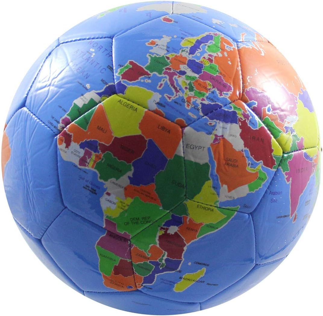 Earth Globe Soccer Ball - 8" Sports Ball - Outdoor Athletic Play Toy (INFLATED) : Toys & Games