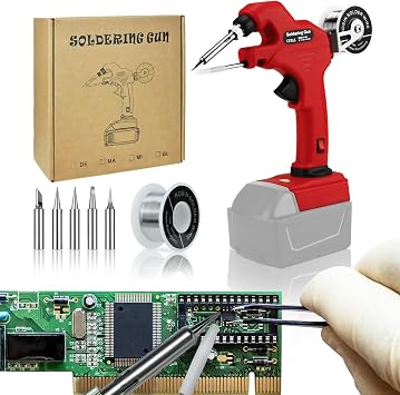 Cordless Soldering Iron for Milwaukee 18V Battery, 30W Soldering Gun 30s Quick Preheat Soldering Iron Kit with 50g 0.04" Solder Wire& 5pcs Solder Tips for Electronics, Circuit Boards, Jewelry Making