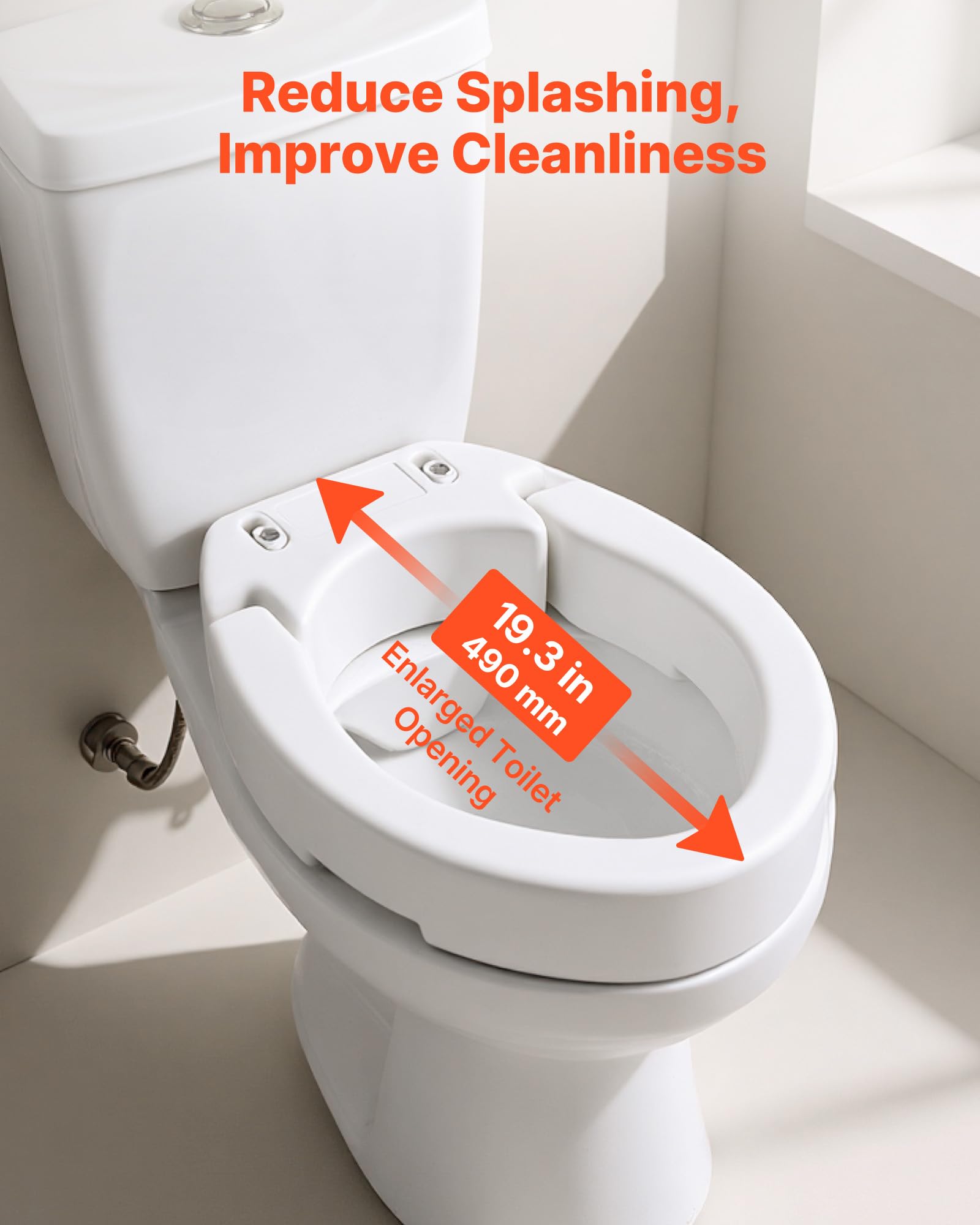VEVOR Sedile WC Rialzato da Bagno Capacità di Carico 136 kg con Altezza di Sollevamento di 88,9 mm, Sedile WC Rialzato Universale con Apertura Allargata per Anziani, Tazze WC Allungate