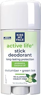 Active Life Deodorant Contains Naturally Derived Ingredients, 72 Hour Odor Control | For Women and Men, Aluminum Free with Coconut Oil and Probiotics, Cucumber and Green Tea Scent