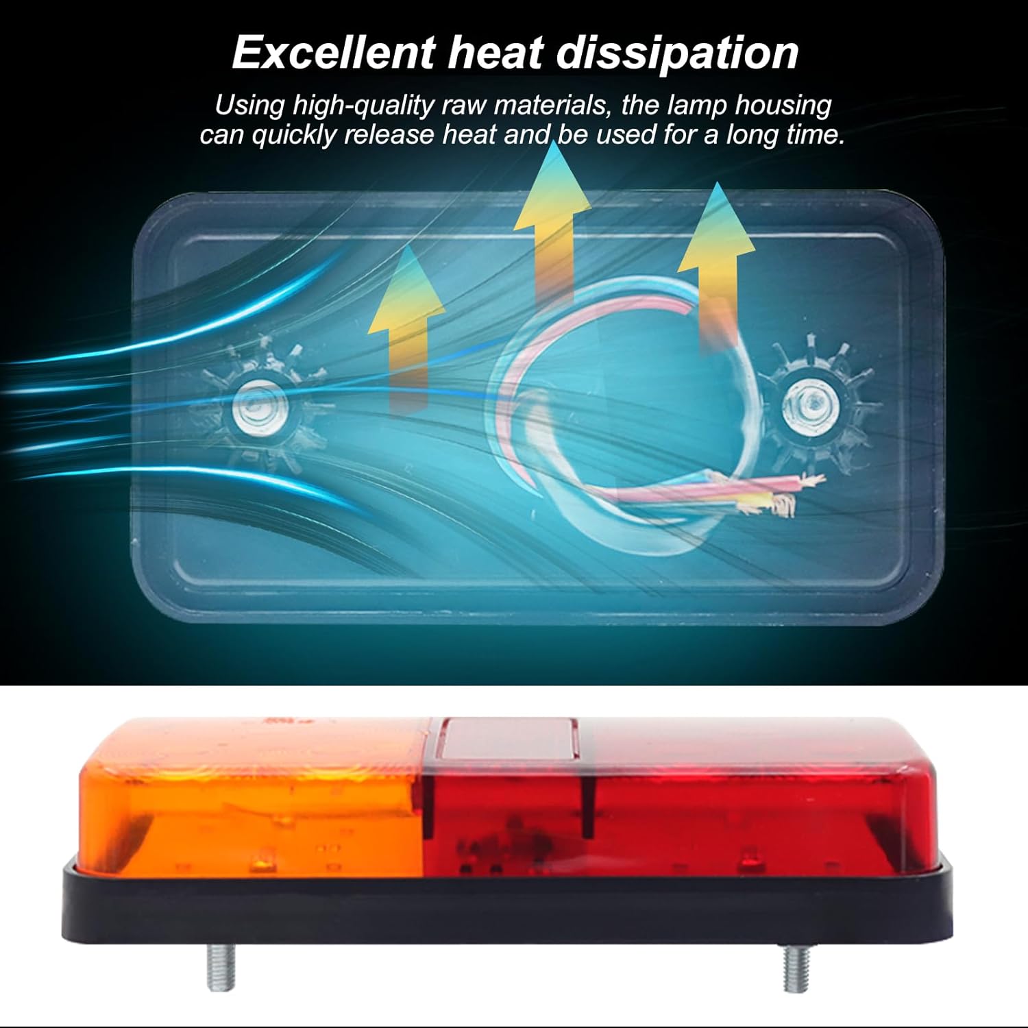 LED Truck Tail Light, Trailer 12v Rear Lights, RV Tail Lights, 10 LEDs Brake Turn Signal All in one trailer taillights with Safety Reflector, 2Pcs