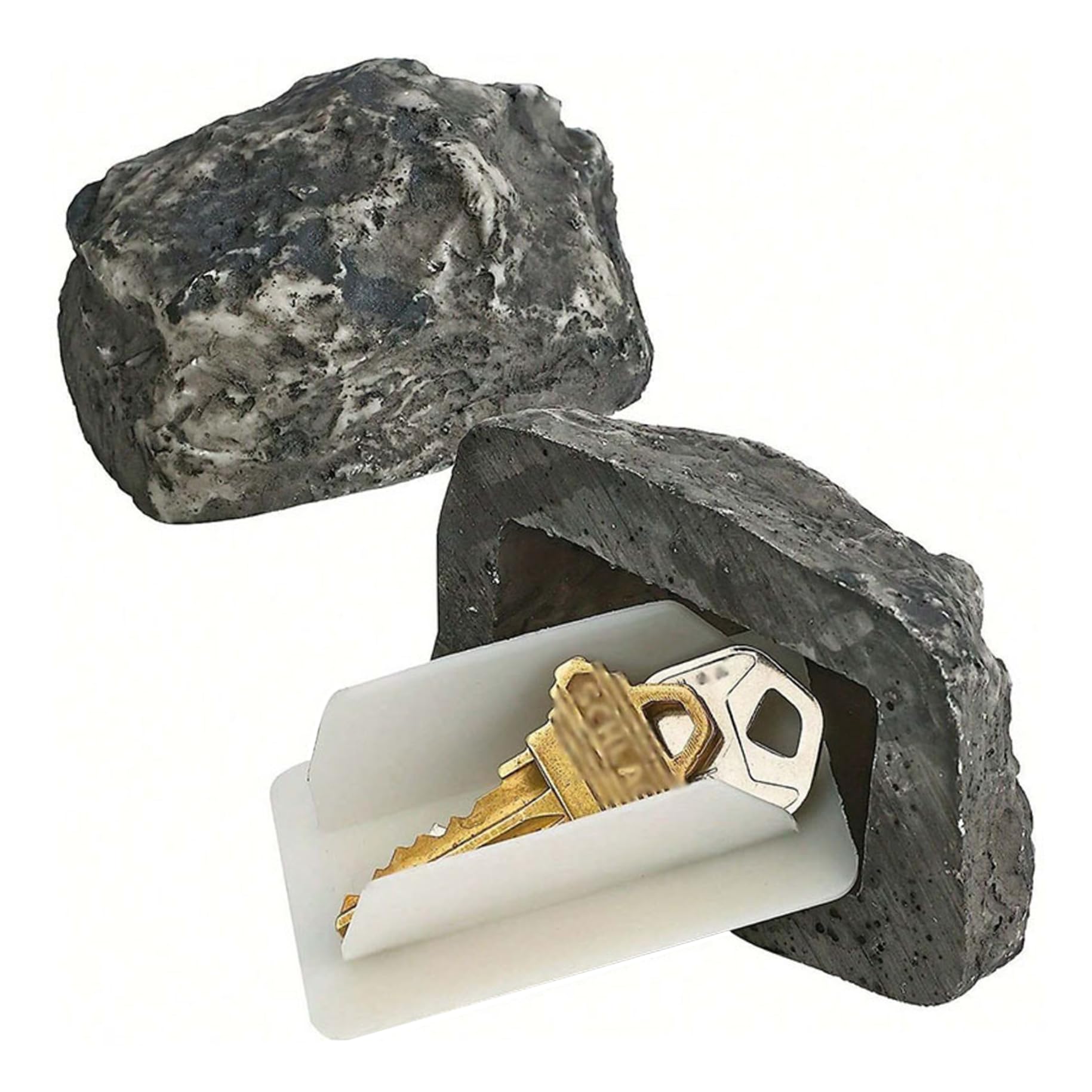 Licsaliwe 2Pcs Hide A Key, Lifelike Rock Key Hider - Waterproof Rock Secret Holder For Outdoor Garden, Yard