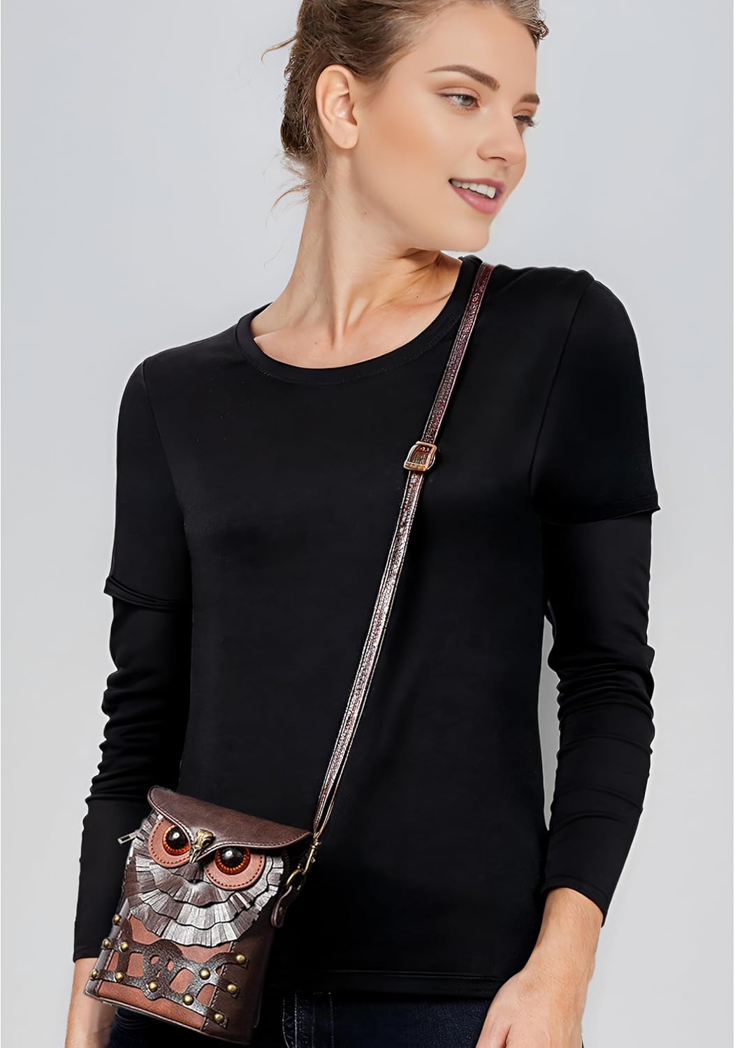 Gothic Owl Crossbody Bag Renaissance Accessories Shoulder Bag Steampunk Belt Pouch Women Cute Cell Phone Novelty Purse