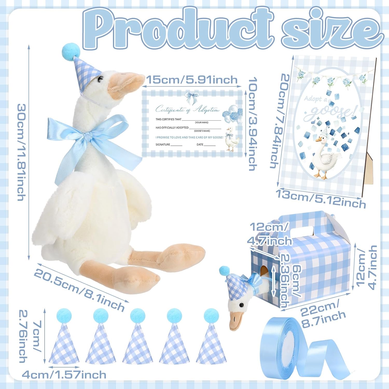 10 Sets Silly Goose Birthday Decoration Adopt a Goose Stuffed Plush Animal Hat Adoption Certificates for Birthday
