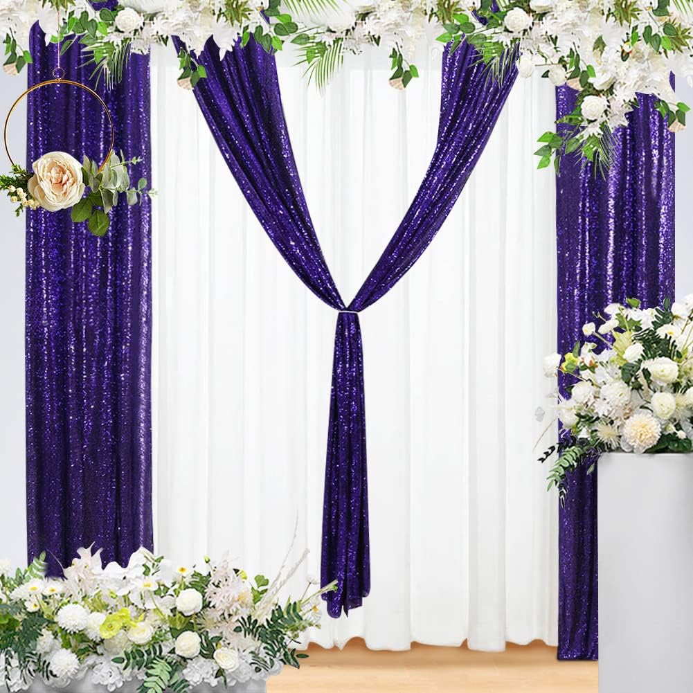 2Pieces Sequin Backdrop 2ftx8ft(60x243cm) Shiny Seamless Photo Booth Curtain for Party Wedding Decoration Photo Background, Iridescent — view 117