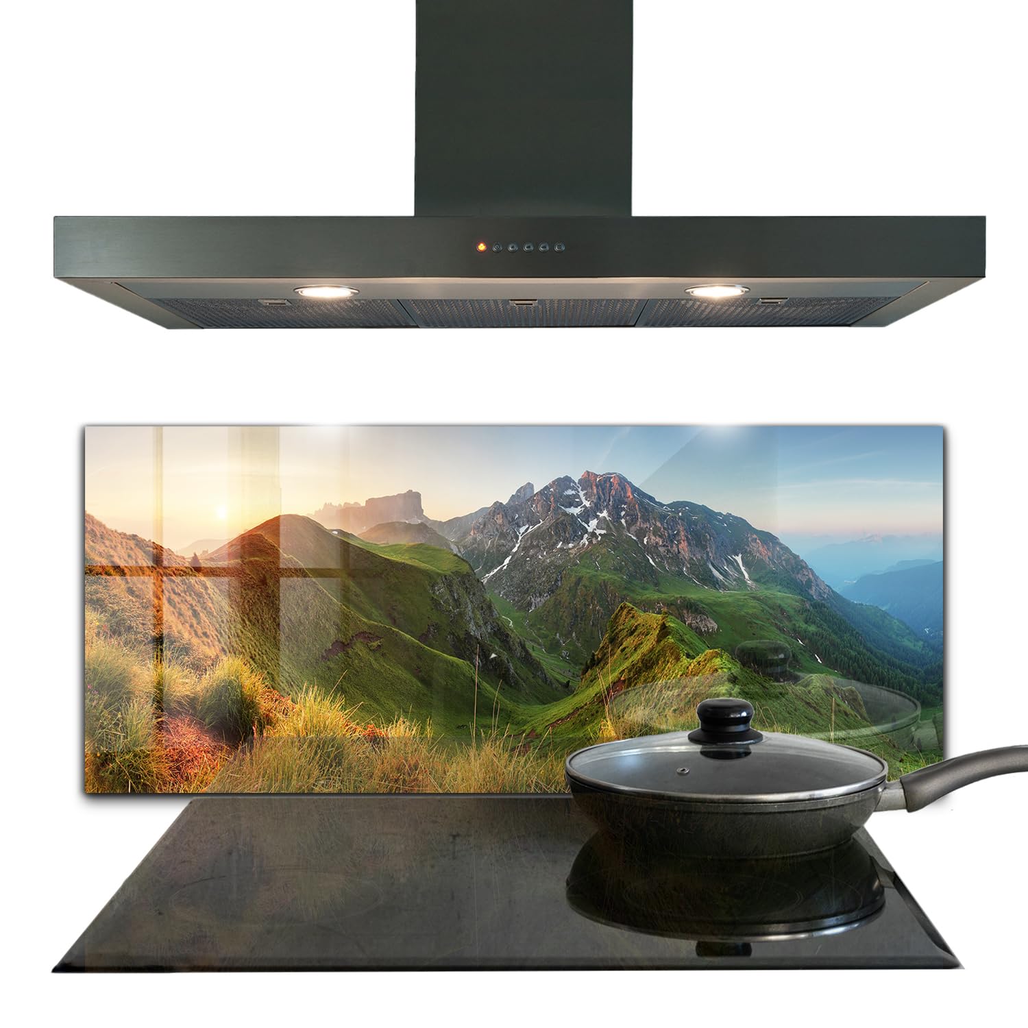 Panneau de cuisine en verre trempé 125x50 cm pour décoration murale - Sunrise