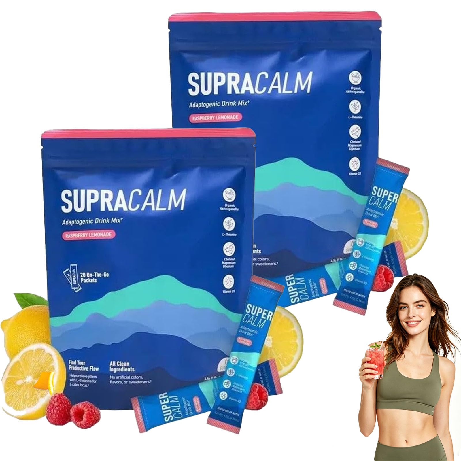 Super Cortisol Drink, Polvo de Cortisol Supercalm Natural, Mezcla de Bebida Relajante Súper Calmante para Alivio de Sueño y Estrés, Relajación y Concentración y Sleep, Apto Unisex (2 paq)