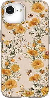 Pela | Phone Case Compatible with iPhone 16e/17e | MagSafe Included | Cute Eco Friendly | Made with Plants | Seashell Vintage Bee Multicolor