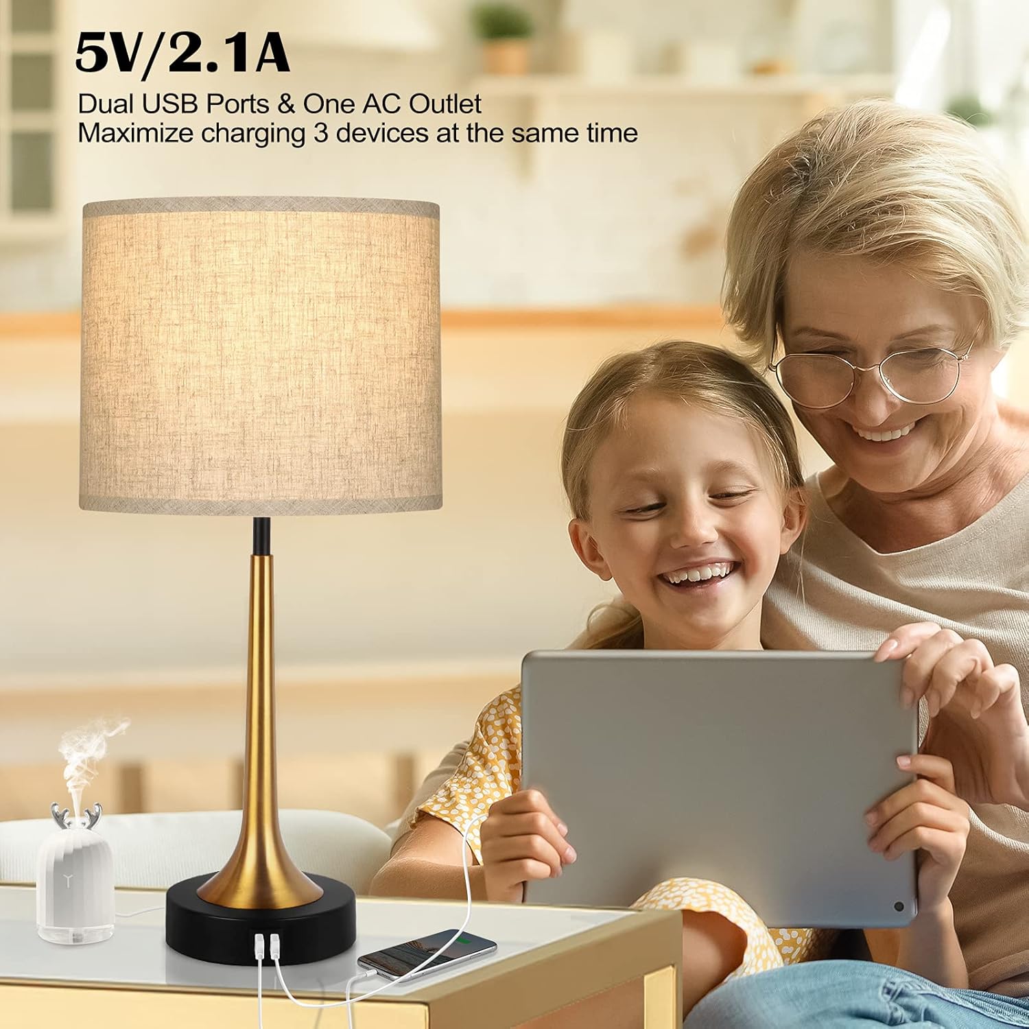 Flash Deals - 80% OFF Set of 2 Touch Control Table Lamps with USB Ports and AC Outlet 3-Way Dimmable Bedside Lamps for Bedroom Lamps Small Nightstand Lamp Black Bed Desk Lamp for Living Room Office Reading (Bulbs Included)