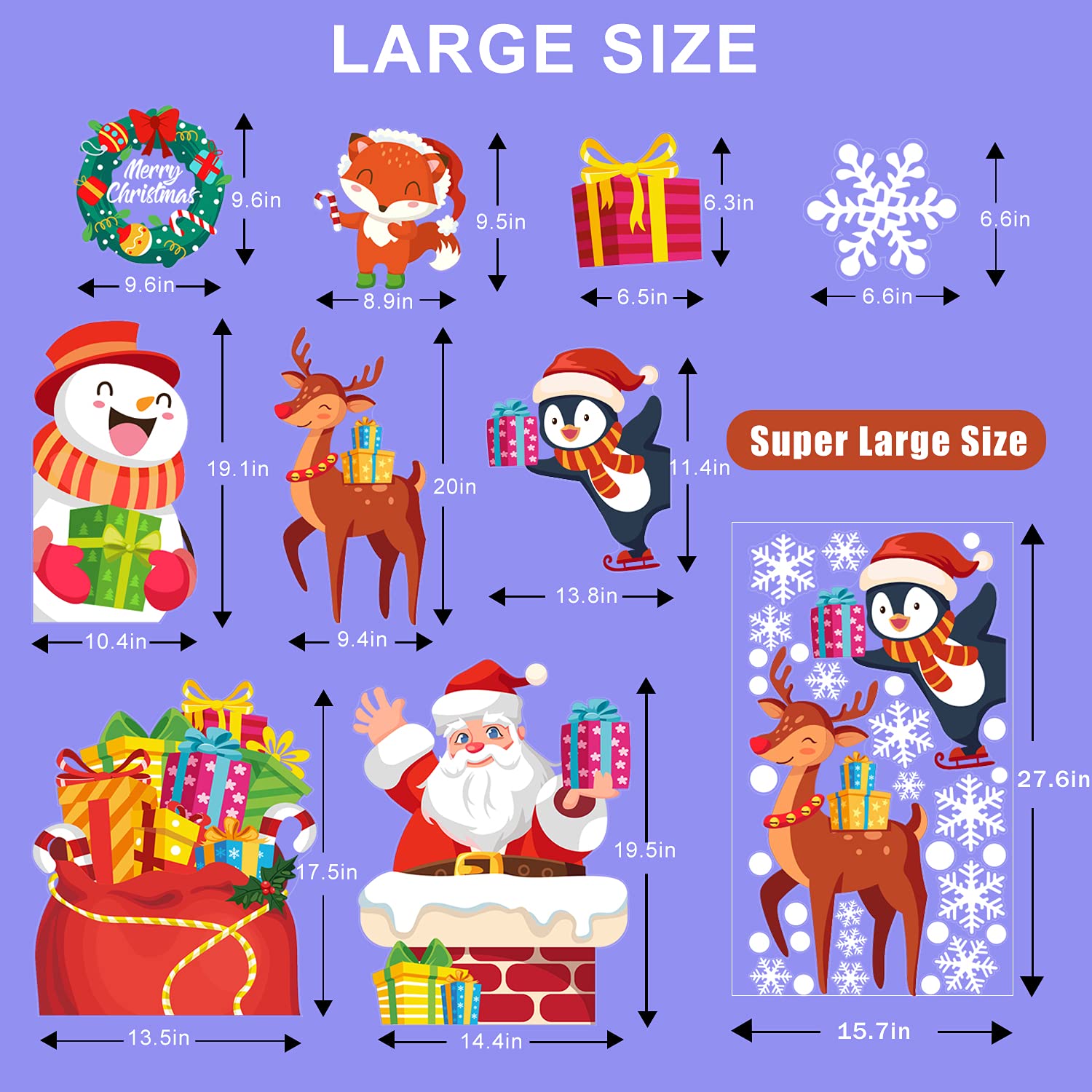 Amazon.co.jp: KIMOBER 185個 ラージ クリスマス ウィンドウステッカー