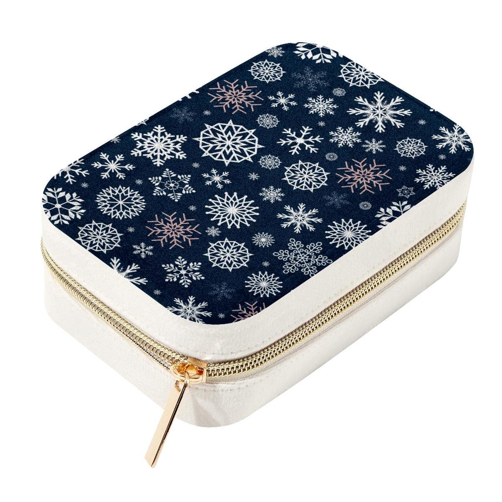 Boîte à bijoux en velours bleu flocon de neige, le cadeau parfait