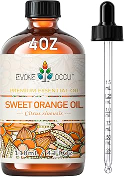 EVOKE OCCU Orange Essential Oil for Diffusers & Skin Care | Fresh Scent for DIY Cleaning Sprays, Candles & Soap Making, Aromatherapy to Lift Mood & Freshen Air 118mL / 4 fl oz