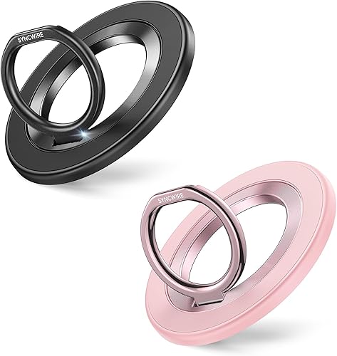 Miniatura 31 de SYNCWIRE Soporte magnético para anillo de teléfono para MagSafe - Soporte de agarre para teléfono con destellos con rotación de 360° y anillo para