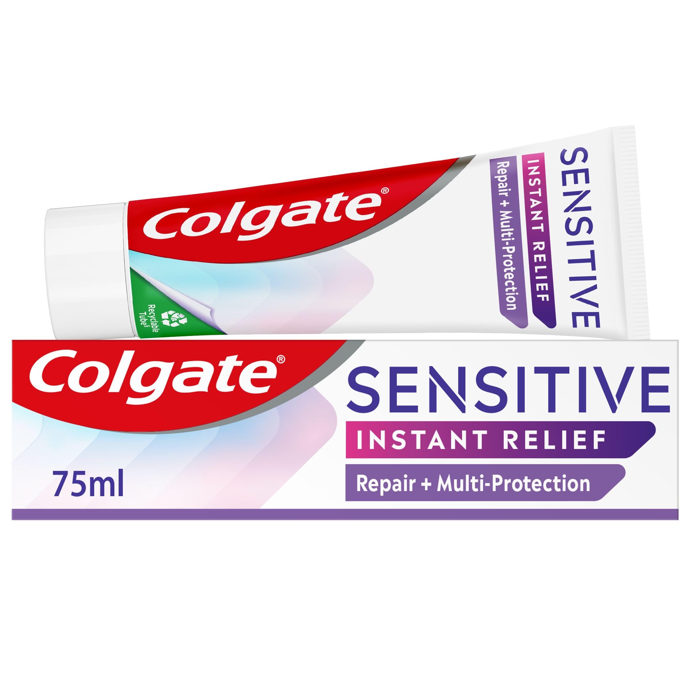 Colgate Sensitive Instant Relief Repair + Multi-Protection Toothpaste 75ml - Fluoride Toothpaste - Instant Sensitivity Relief* - Cavity Protection + Gum Health - Repairs Sensitive Areas of Teeth**