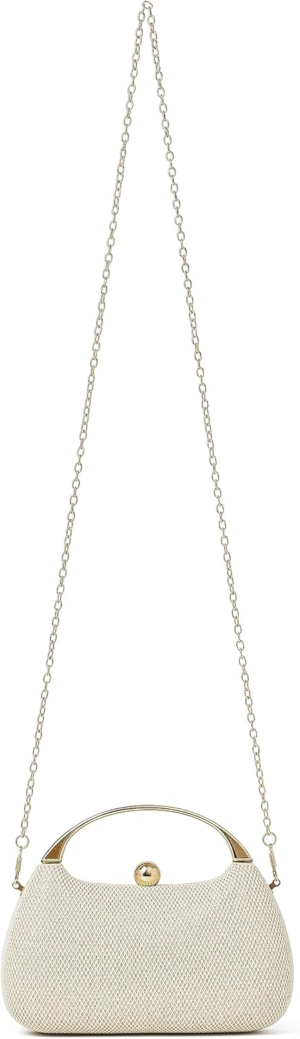 Daiblueland Elegant Evening Bag for Women, Formal Moon Shaped Party And Wedding Clutch Purse With Crossbody Metal Chain - Image 7
