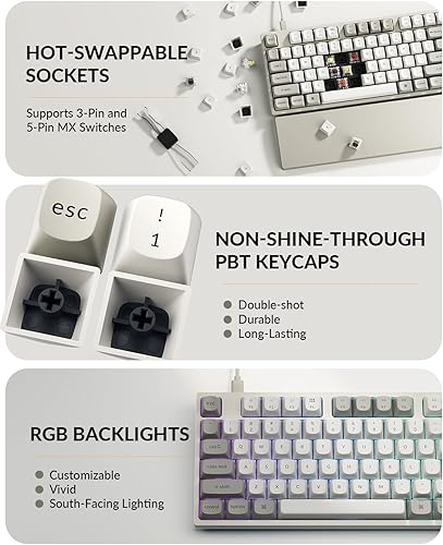Miniatura 6 de Keychron C2 Pro - Teclado mecánico con cable con frecuencia de sondeo de 8 K Hz, retroiluminación RGB personalizada de tamaño completo,