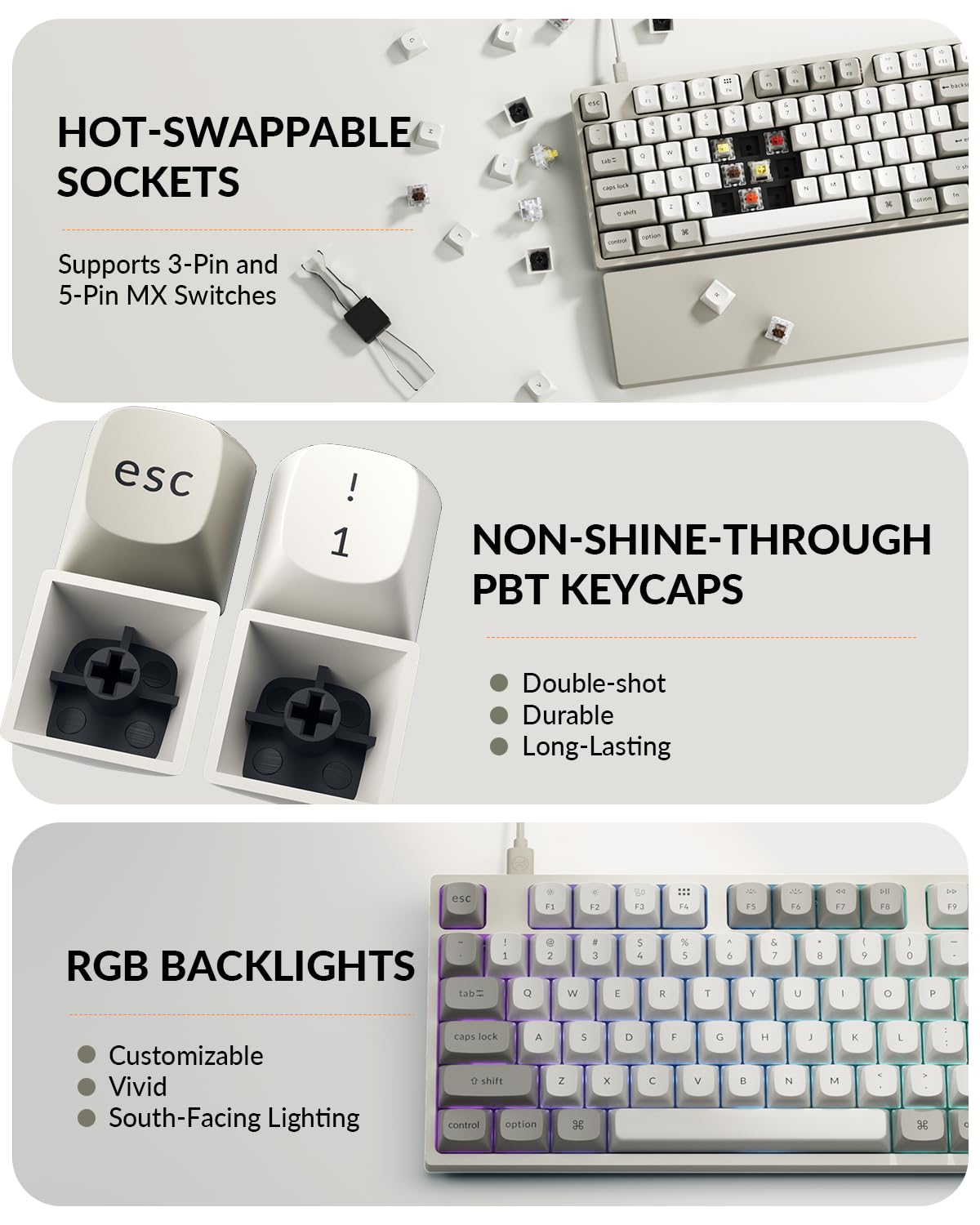 Keychron C2 Pro 8K kabelgebundene mechanische QWERTZ-Tastatur, Red-Schalter | 8000 Hz Abtastrate, ISO-DE-Layout, programmierbare via QMK/Launcher, RGB, Hot-Swap, PBT-Tastenkappen, für Mac, Windows, Linux