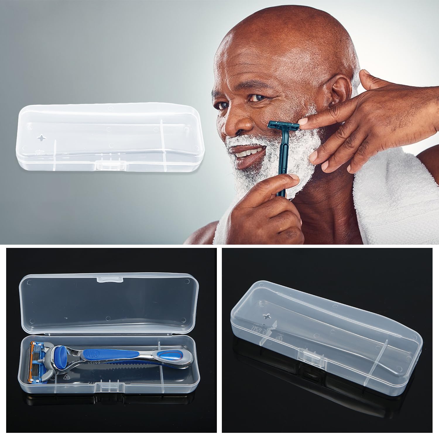 MEISH 3pcs Manual Razor Travel Case Razor Storage Box Transparent Razor Protector Shaver Holder Protector Case for Manual Razor System Accessories - Image 3