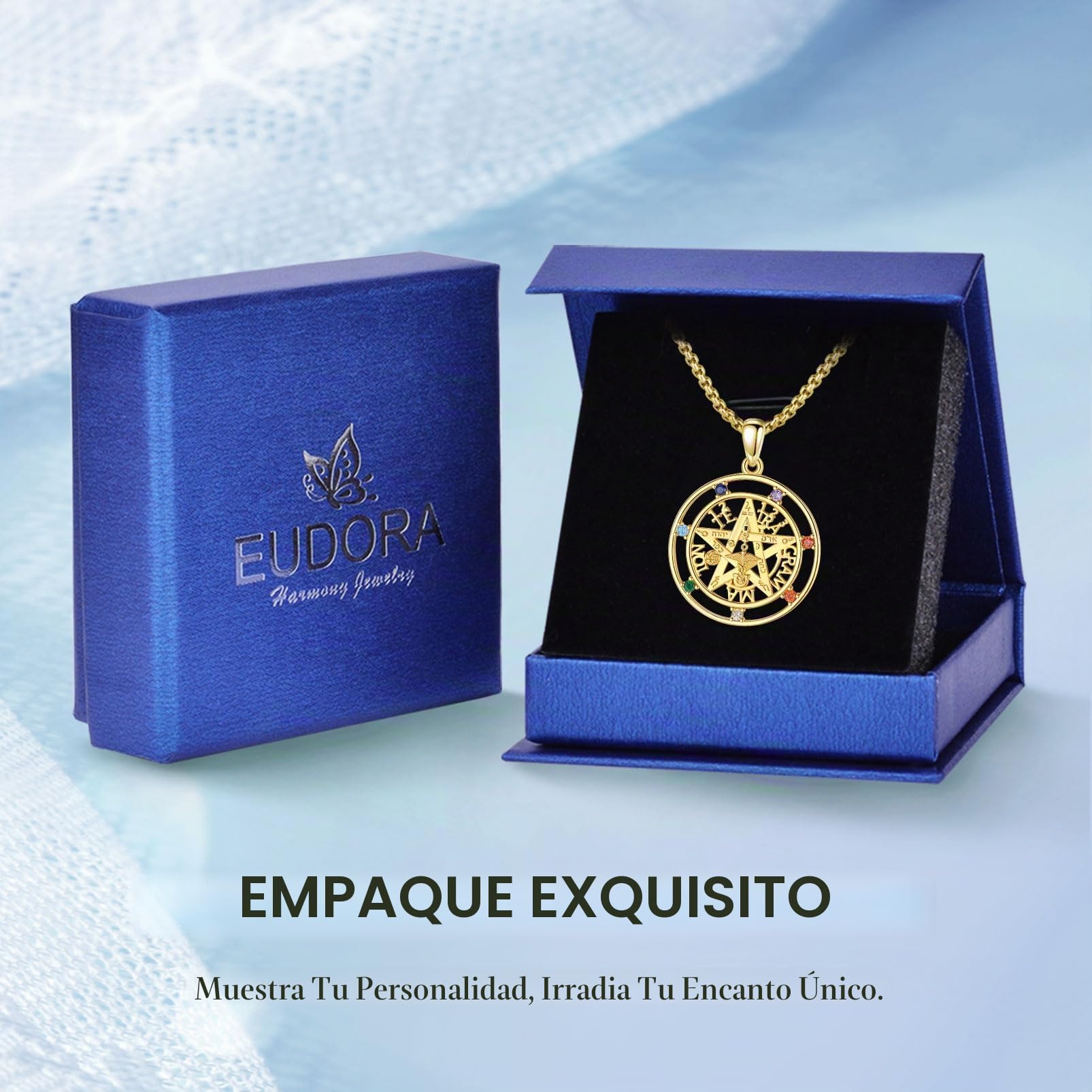 Collar Pentagrama para Mujer Hombre Plata de Ley 925, Colgantes Vintage Tetragrammaton Collares, Joyería Amuleto Pentagrama Regalo para Mujer Hombre Madre Padre Novio, 61CM
