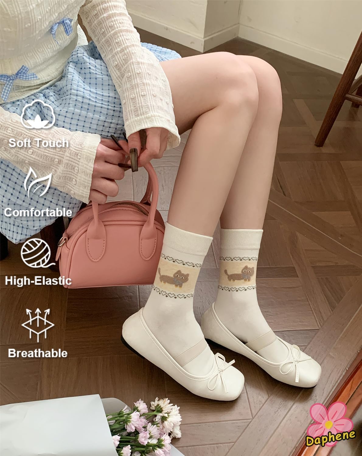 Daphene Womens Cute Socks All Season | Premium Combed Cotton Breathable Soft | Cartoon Animal Patterns | Cozy Holiday Gifts - Image 6