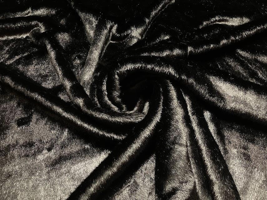 Tissu en fausse fourrure de luxe noir en peluche courte coupon de 1Mtr 150cm x 100cm