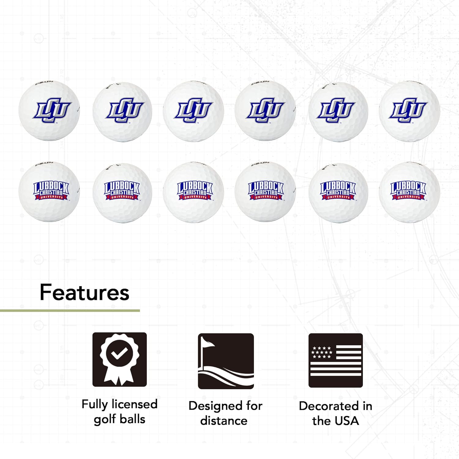 Desert Cactus Lubbock Christian University Golf Balls 12 Pack – LCU Chaparrals Full Color Dozen – Officially Licensed Sport Team Accessory