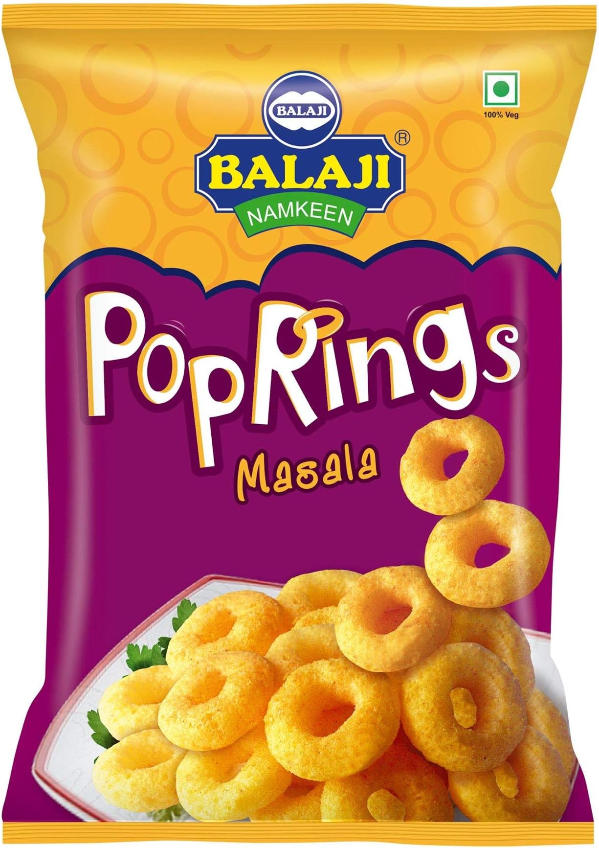 Pop Rings - Masala - (corn puff ring masala flavour) - 65g - (pack of 4)