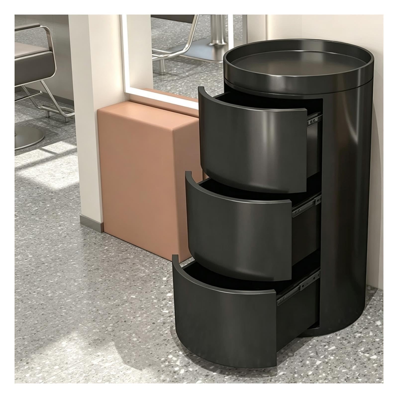 GRRICEPL Postazione Circolare in Acciaio Inox per Parrucchieri