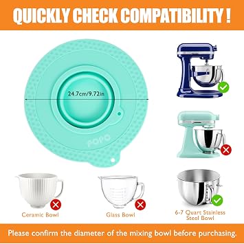 Silicone Mixer Bowl Cover Compatible with KitchenAid 6-7 Quart